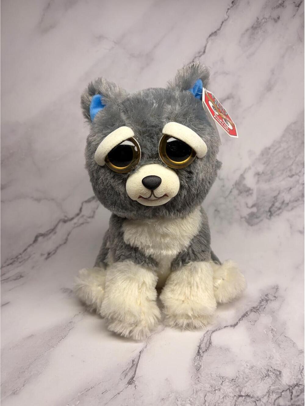 Feisty Pets Sammy Suckerpunch Dog Wolf Plush‎ Stuffed Animal Gray White 8" NWT